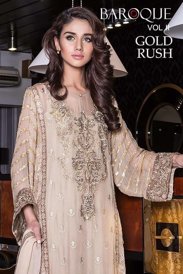 Baroque Gold Rush Luxury Chiffon Winter Dress - 03