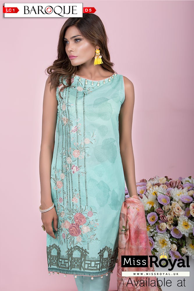 Baroque Aqua Delight Lawn Dress Collection1 - Design5a