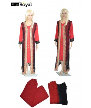Quality Dress MissRoyal Asian stitched (Red/Black) dress in 4 pieces - Size Small - 1