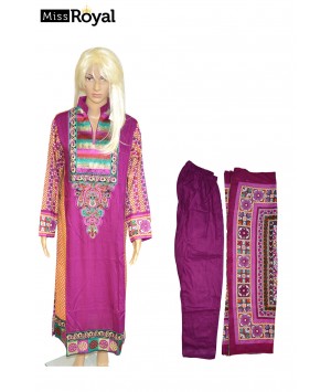 Quality Dress MissRoyal Asian stitched (Purple, Brown) dress in 3 pieces - Size Medium - 1
