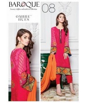 Baroque Ombre Hues Chiffon Winter Dress - 08